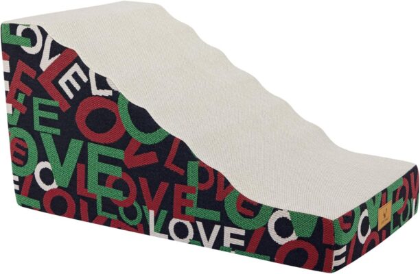 Pets Ramp for High Beds, Small Dogs & Senior Cats - Non-Slip Texture & Machine Washable Cover - Supportive Foam for Joint Comfort, Easy Climb for Couch, Sofa, Furniture (Black)